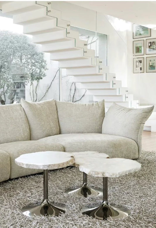 طقم طاولة قهوة غير منتظمة من المرمر الطبيعي لغرفة المعيشة/غرفة النوم