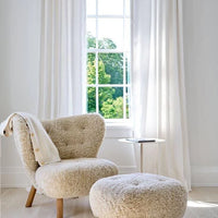 Classic Cozy White Fleece Plush Accent Lounge Chair with Ottoman