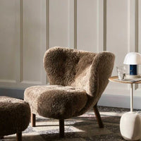 Classic Cozy White Fleece Plush Accent Lounge Chair with Ottoman
