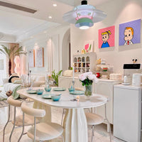 Rylight Franse crèmekleurige ovale/ronde schelpvormige eettafel 