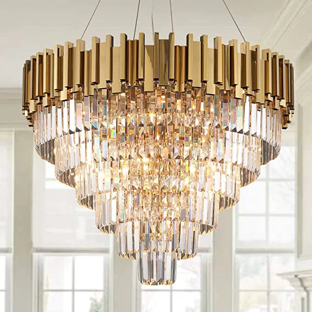 Rylight Light Luxury Large Round/Oval Multi-tiered Crystal Chandelier