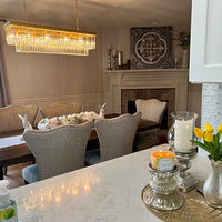 Rylight 4/5/7-laags ronde/rechthoekige kristallen dimbare kroonluchter in goud/zwarte afwerking