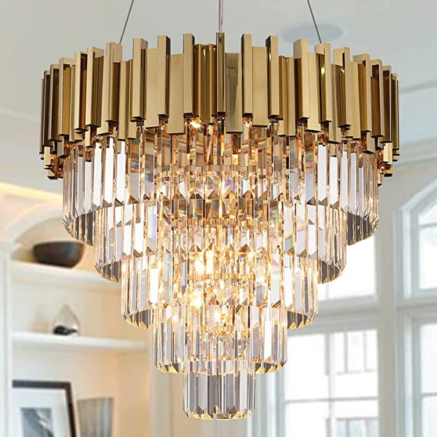 Rylight Light Luxury Large Round/Oval Multi-tiered Crystal Chandelier