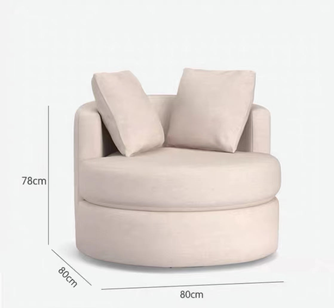 Italiaanse Nordic Light Luxe Fluwelen Ronde Draaibare Bankstoel voor Woonkamer/Slaapkamer