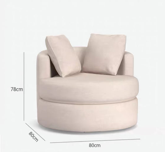 Italian Nordic Light Luxury Velvet Circular Rotatable Sofa Chair For Living Room/Bedroom