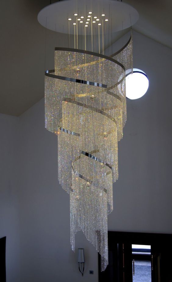 Rylight Cascade Spiral Tassel Crystal Chandelier