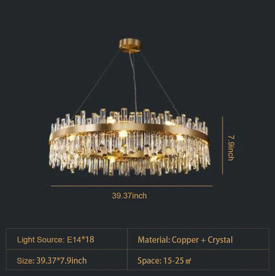 Rylight Luxury&Modern Round Ring Crystal Chandelier