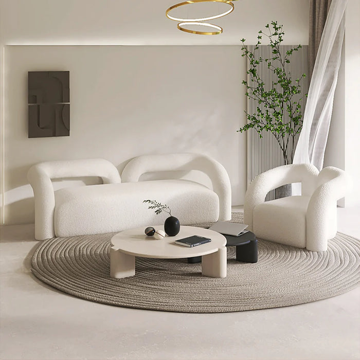 Moderne creatieve witte Boucle Sherpa Shaggy fauteuil voor woonkamer