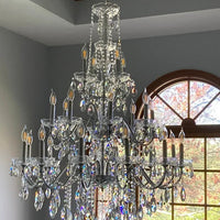 ثريا شموع كريستالية فاخرة من Rylight ذات 3 طبقات و24 مصباحًا