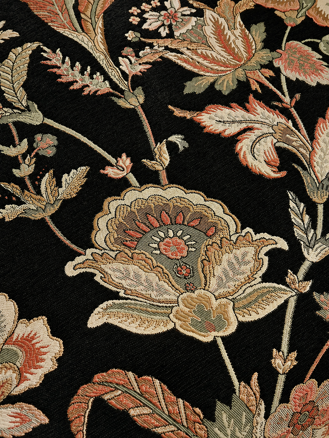 Botanical Tapestry Wood Frame Accent Chair