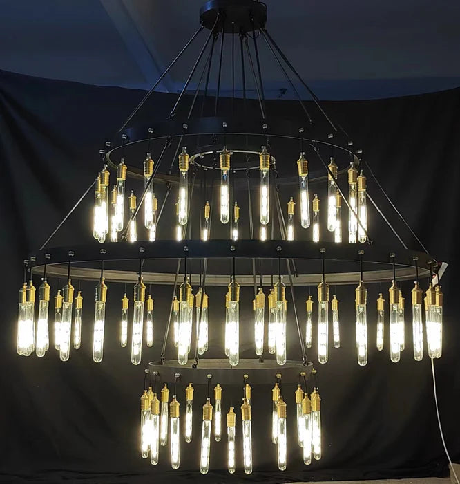 Final Sale · Retro-Inspired Ring Chandelier for High-ceiling