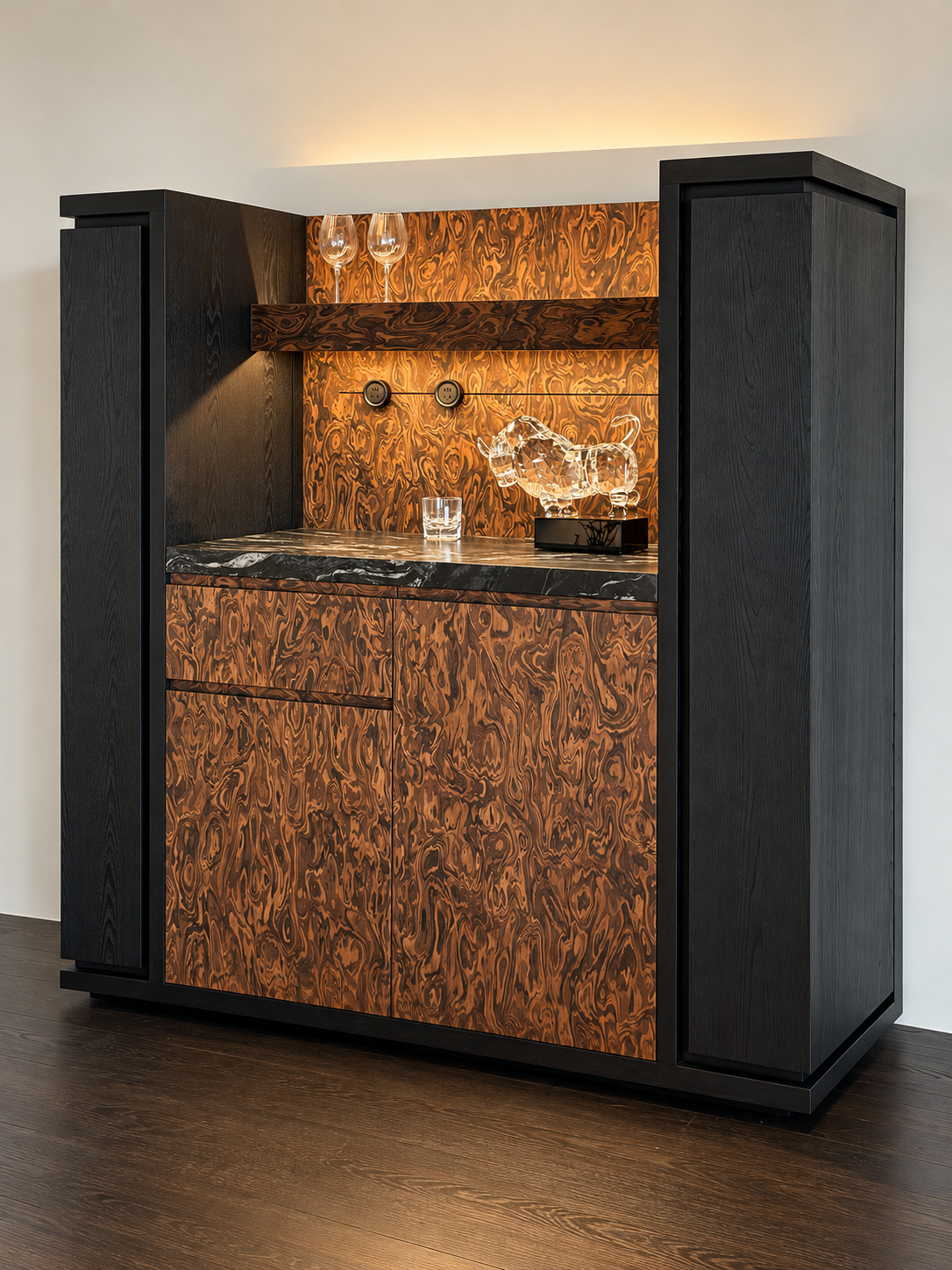 Aurelio Burl Wood Bar Cabinet