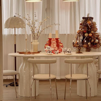 Rylight Franse crèmekleurige ovale/ronde schelpvormige eettafel 