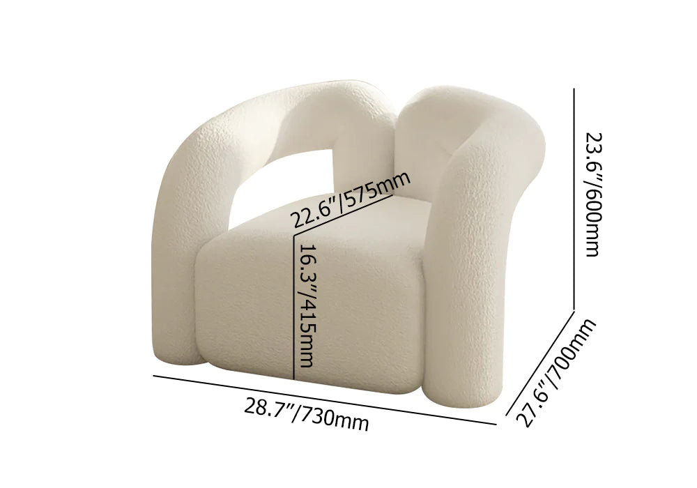 Moderne creatieve witte Boucle Sherpa Shaggy fauteuil voor woonkamer