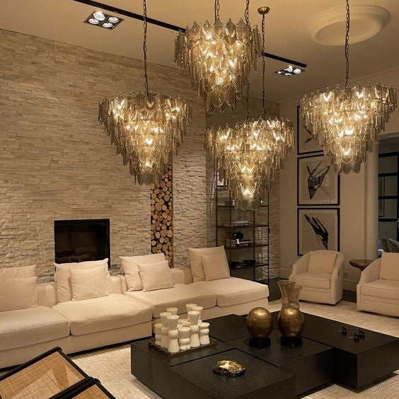 ثريا زجاجية من Rylight 5/7-Tier شفافة/رمادية دخانية