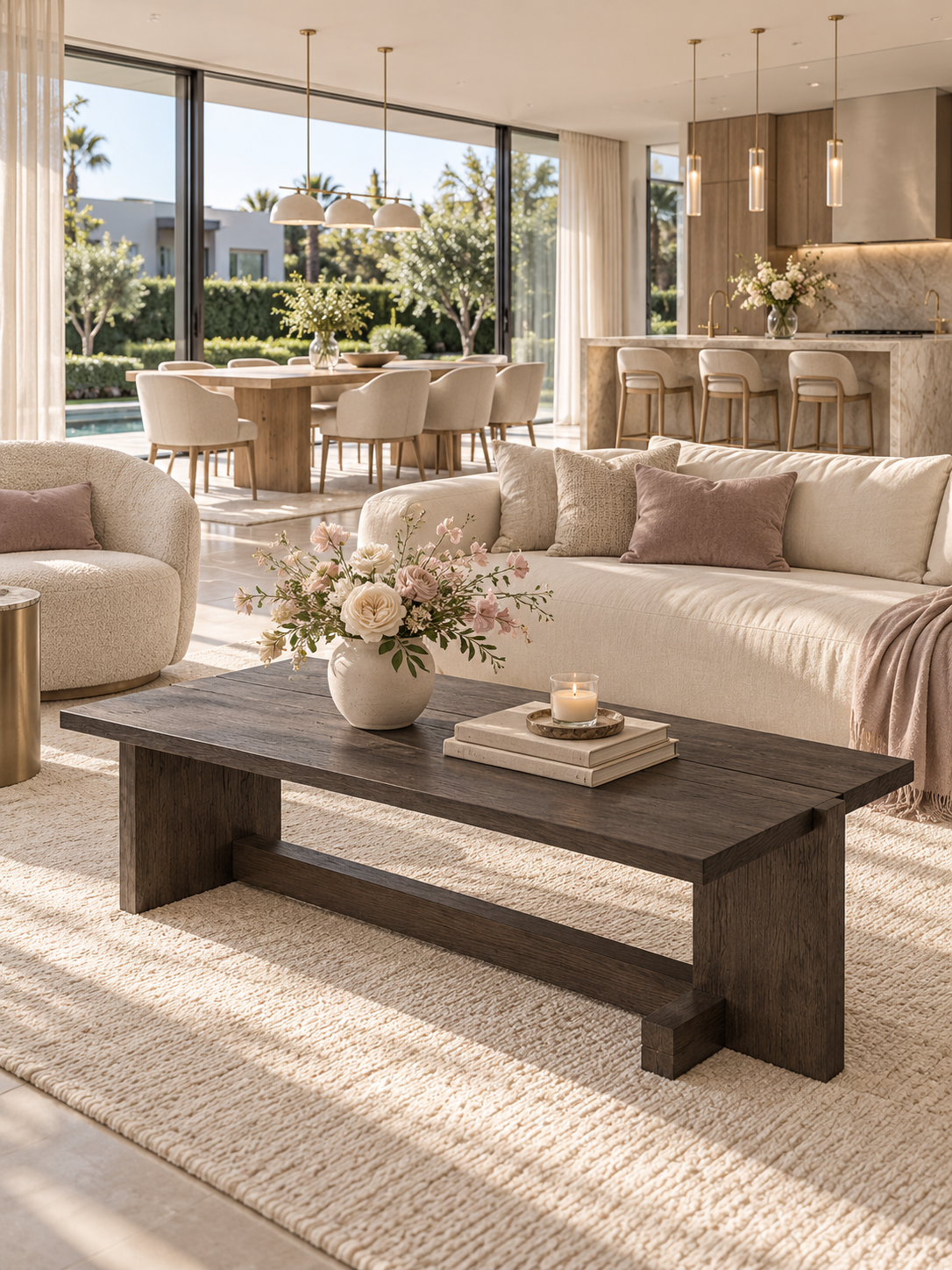 Sculptural Black Oak Coffee Table