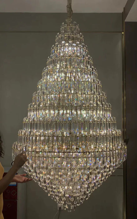 Rylight Multi-Tier Honycomb Clear Crystal Chandelier