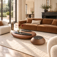 Aurelia Sculptural Walnut Marble Coffee Table Set