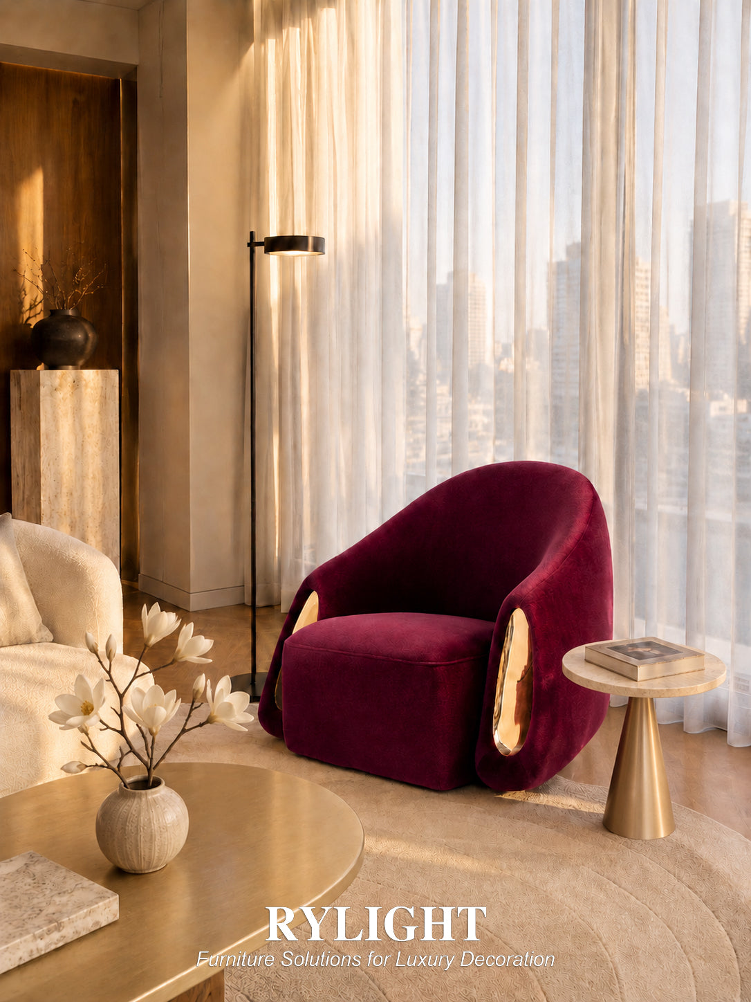 Aurelia Sculptural Velvet Accent Chair