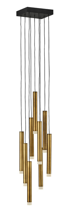 Rylight 9/36/45-Light Heritage Brass LED Pendant with Brass/Black Finish Color in Different Sizes