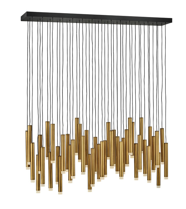 Rylight 9/36/45-Light Heritage Brass LED Pendant with Brass/Black Finish Color in Different Sizes