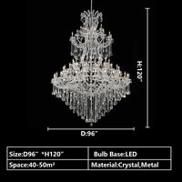 Rylight Extra Large Traditional Multi-layers Candle Branch Chrome/Gold Crystal Chandelier