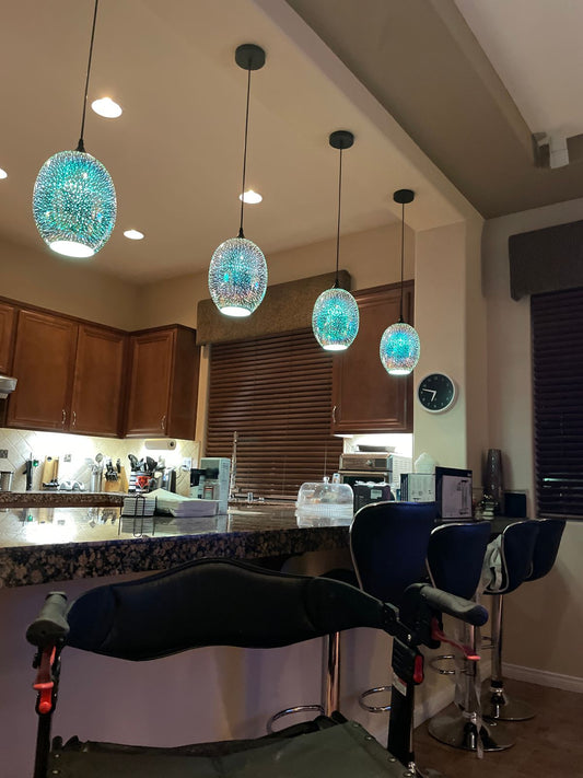 Rylight 3D kleurrijke glazen vuurwerkkunst hanglamp