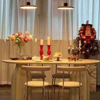 Rylight Franse crèmekleurige ovale/ronde schelpvormige eettafel 