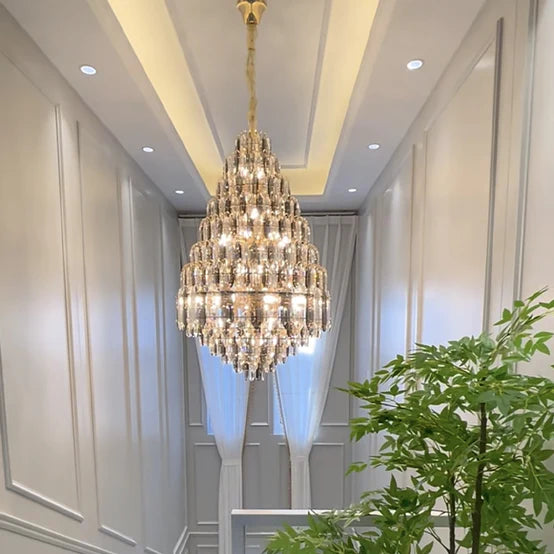 Rylight Smoky Gray&Clear Honycomb Crytsal Chandelier