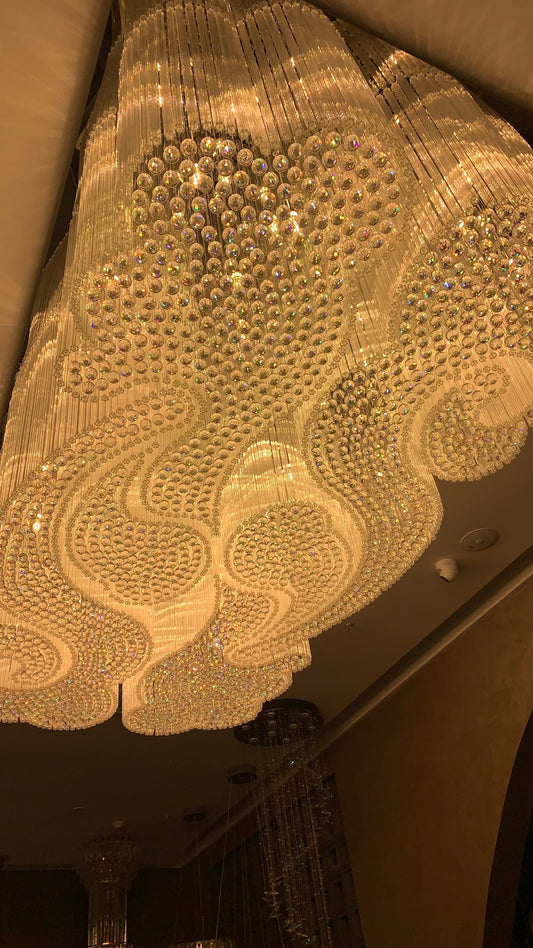 Moderne, inbouw kroonluchter met vierkante, holle kristallen buizen voor hotels, restaurants en woonkamers