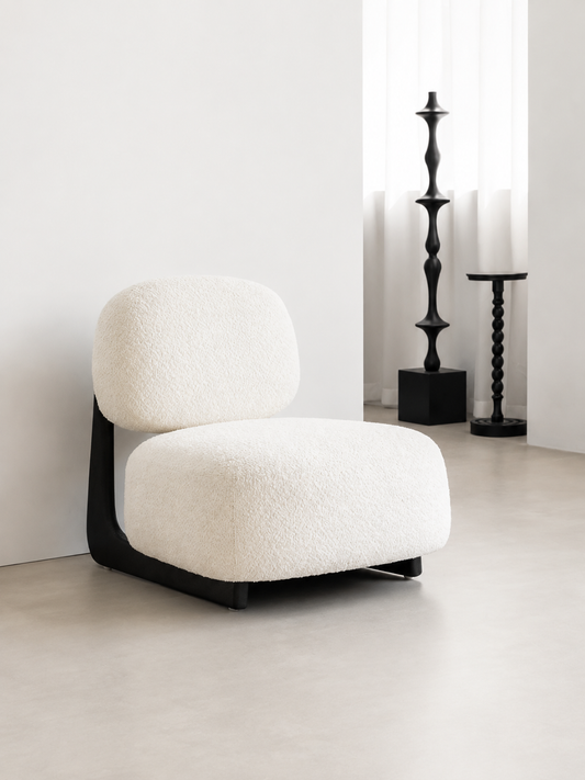 Modern Sculptural Bouclé Lounge Chair