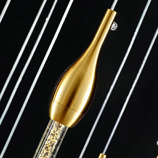 ثريا زجاجية حديثة على شكل قطرات مطر، مناسبة للسلالم/الأسقف العالية