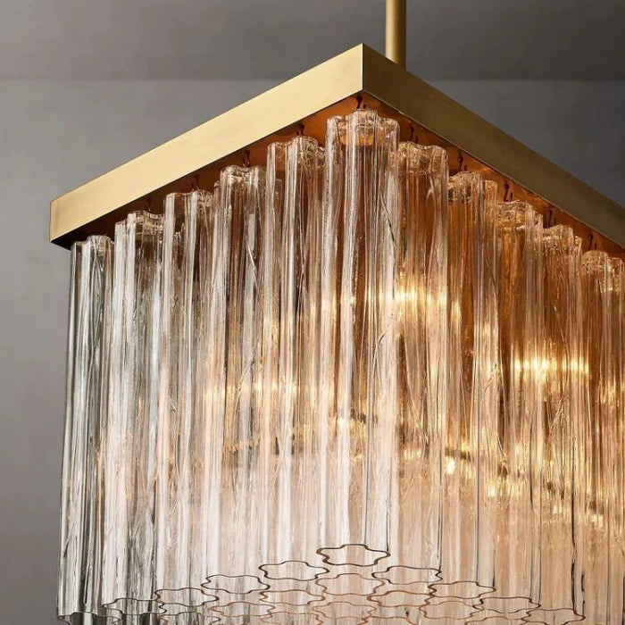 Rylight 1/3-Tier Round/Rectangle Crystal Tubular Chandelier