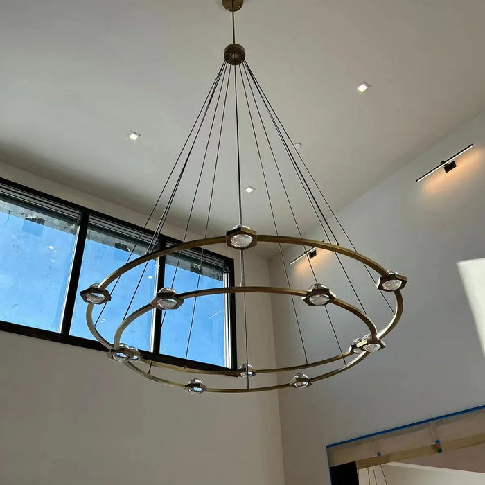 Modern 1/2-Tier Ring Chandelier for Living Room/Bedroom