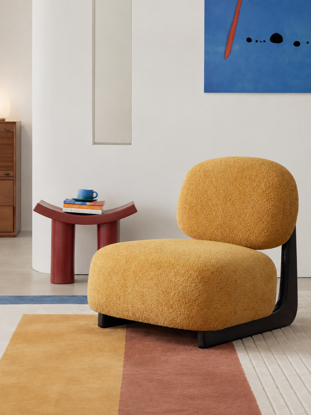 Modern Sculptural Bouclé Lounge Chair
