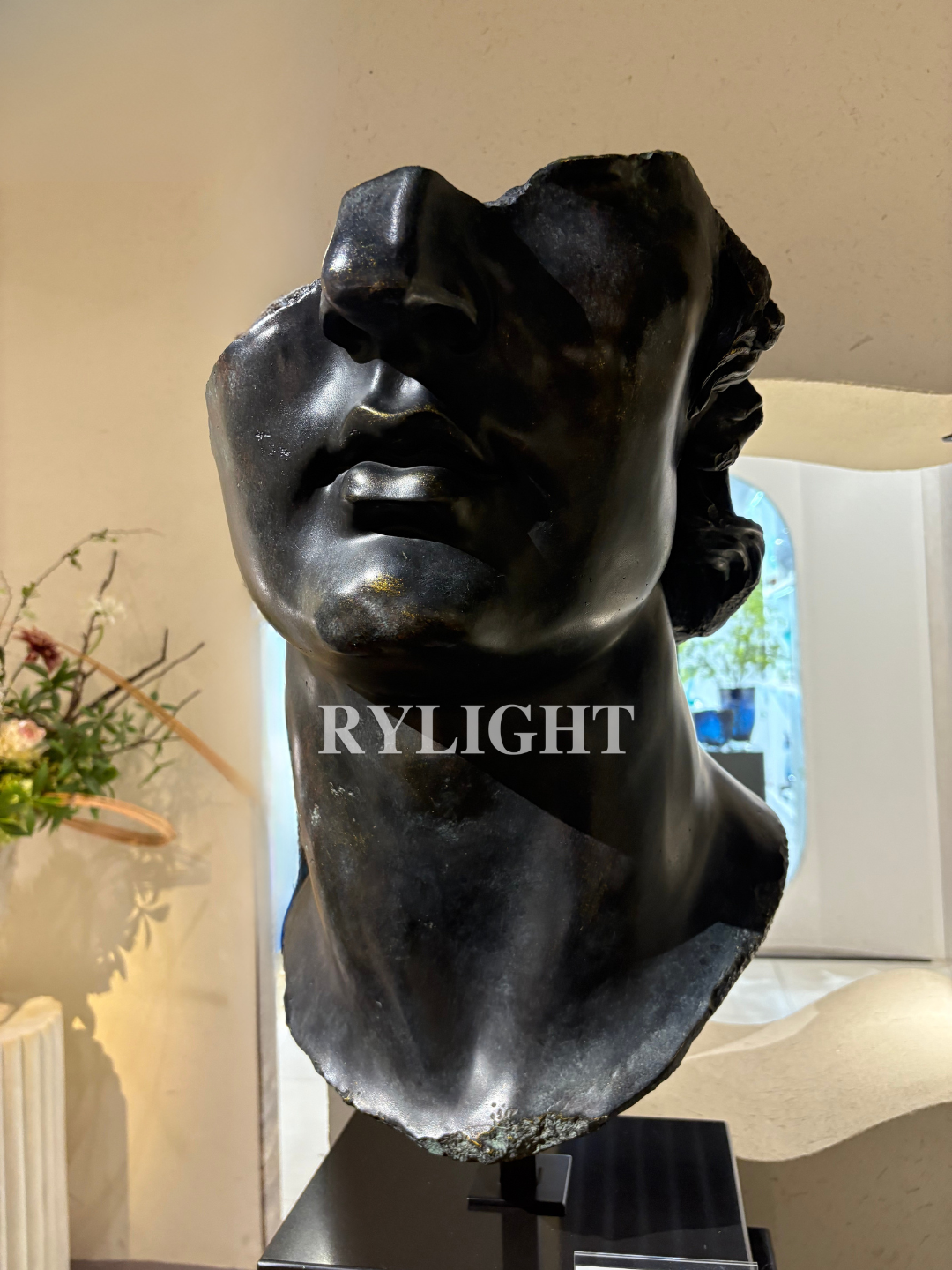 Black Half-Face Sculpture