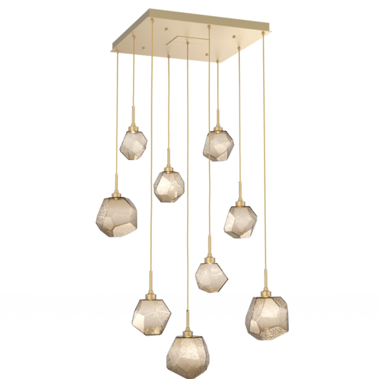 Rylight Gem handgeblazen glazen vierkante hangende kroonluchter