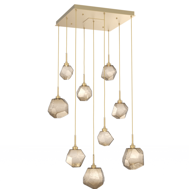 Rylight Gem handgeblazen glazen vierkante hangende kroonluchter