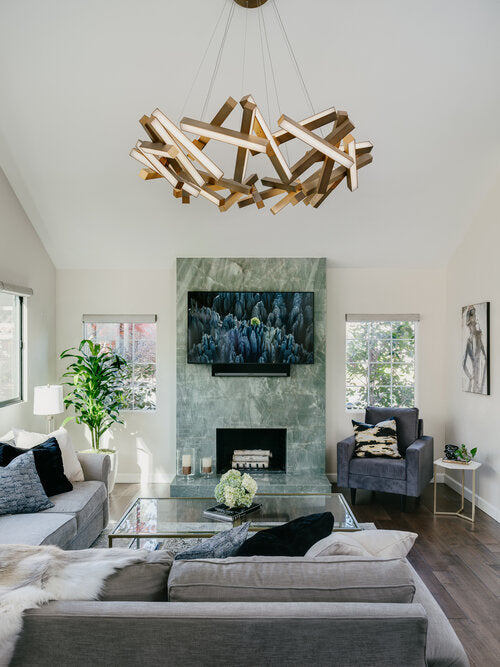Modern Round/Linear Geometric Aluminum LED Chandelier