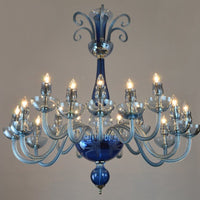 Rylight 3/12/16-Light Glass Candle Chandelier in Blue Finish Color