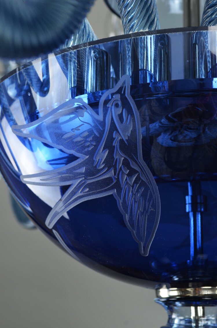 Rylight 3/12/16-Light Glass Candle Chandelier in Blue Finish Color