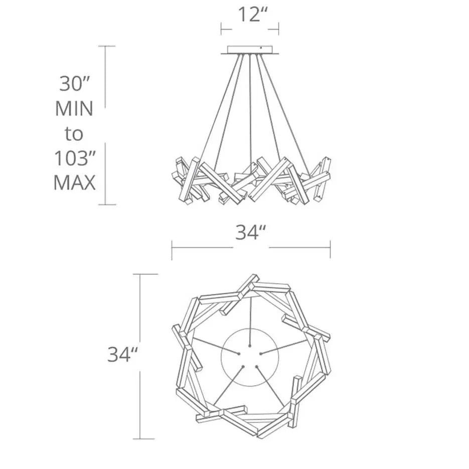 Moderne ronde/lineaire geometrische aluminium LED-kroonluchter 