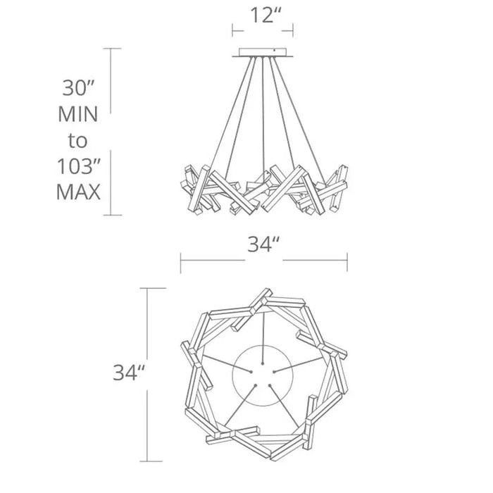 Modern Round/Linear Geometric Aluminum LED Chandelier