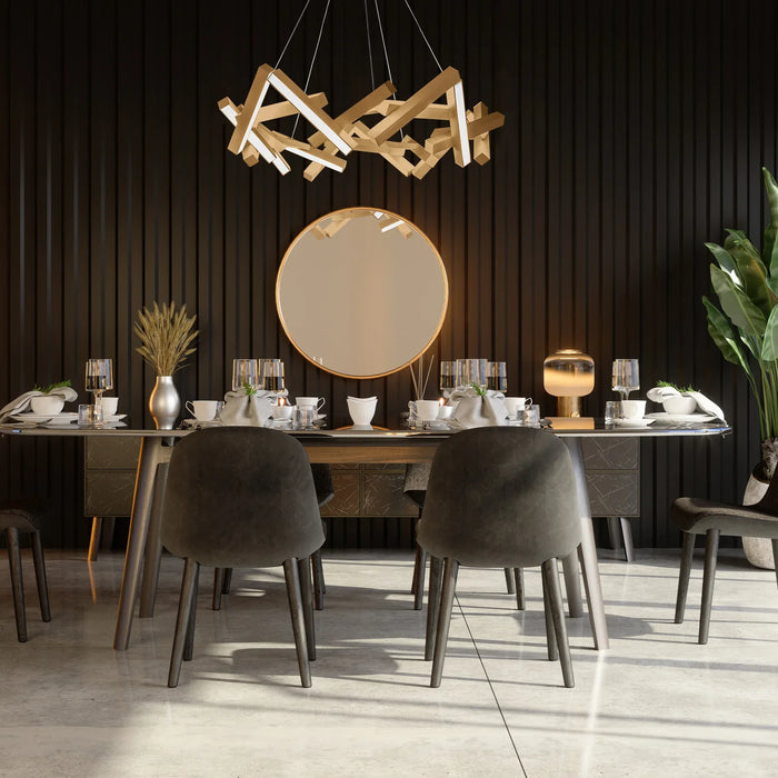 Modern Round/Linear Geometric Aluminum LED Chandelier