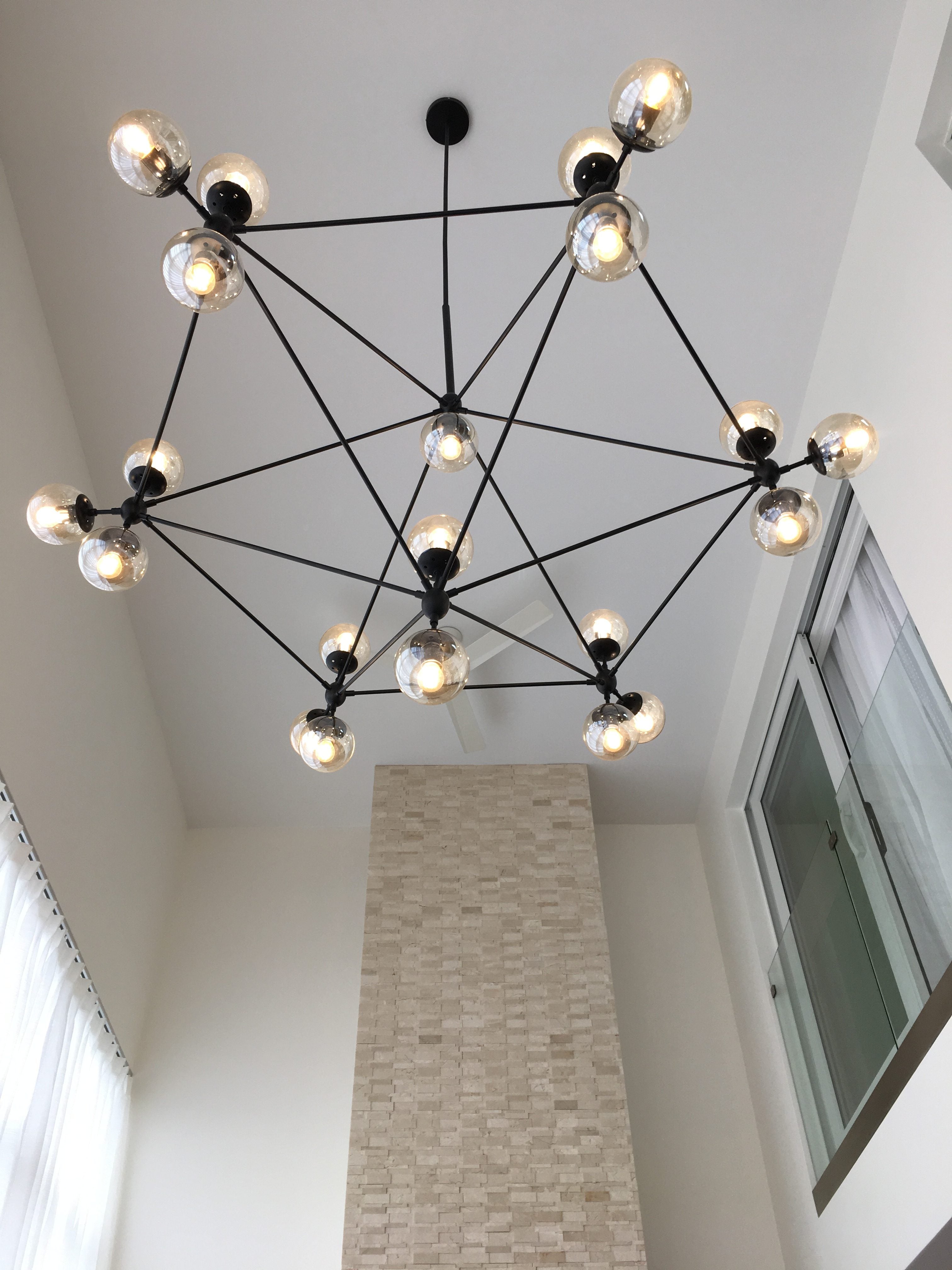 Rylight 10/15/21-Light Black Diamond Industrial Glass Chandelier