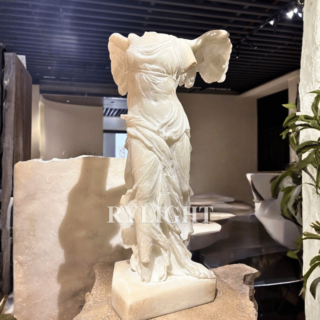 Classical Winged Angel Sculpture Headless Draped Goddess Décor