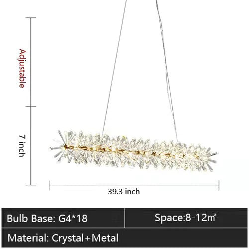 Rylight 1/2-Ring Round/Linear Frozen Ice Crystal Chandelier