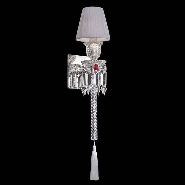 Rylight 1 Light Crystal Wall Light with Fabric Lampshade