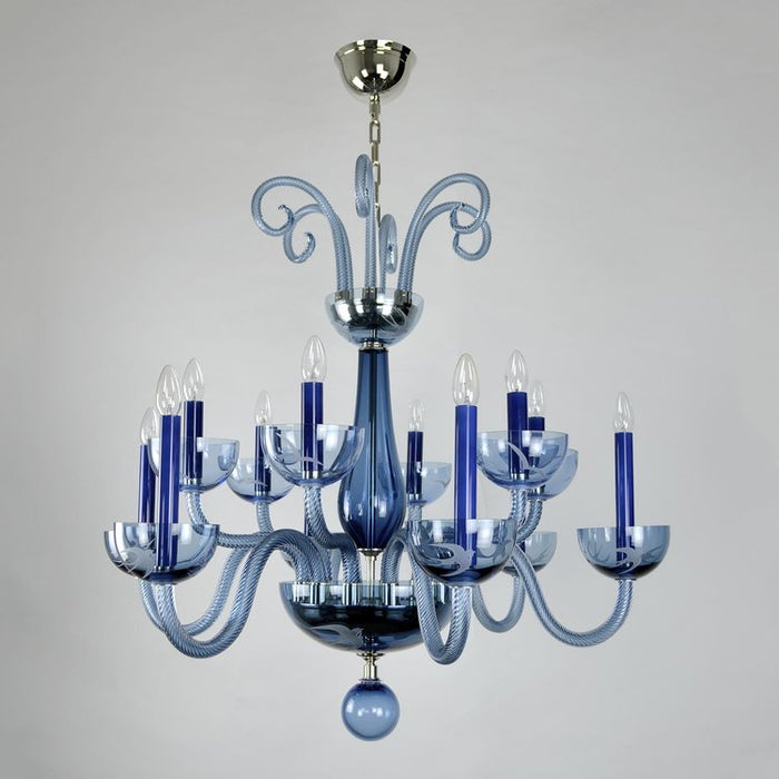 Rylight 3/12/16-Light Glass Candle Chandelier in Blue Finish Color