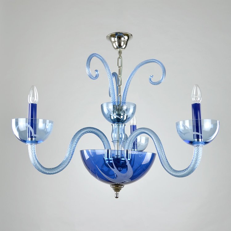 Rylight 3/12/16-Light Glass Candle Chandelier in Blue Finish Color